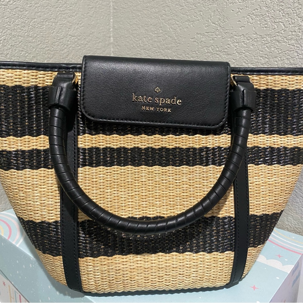 Kate Spade Black and Tan Woven Tote Bag